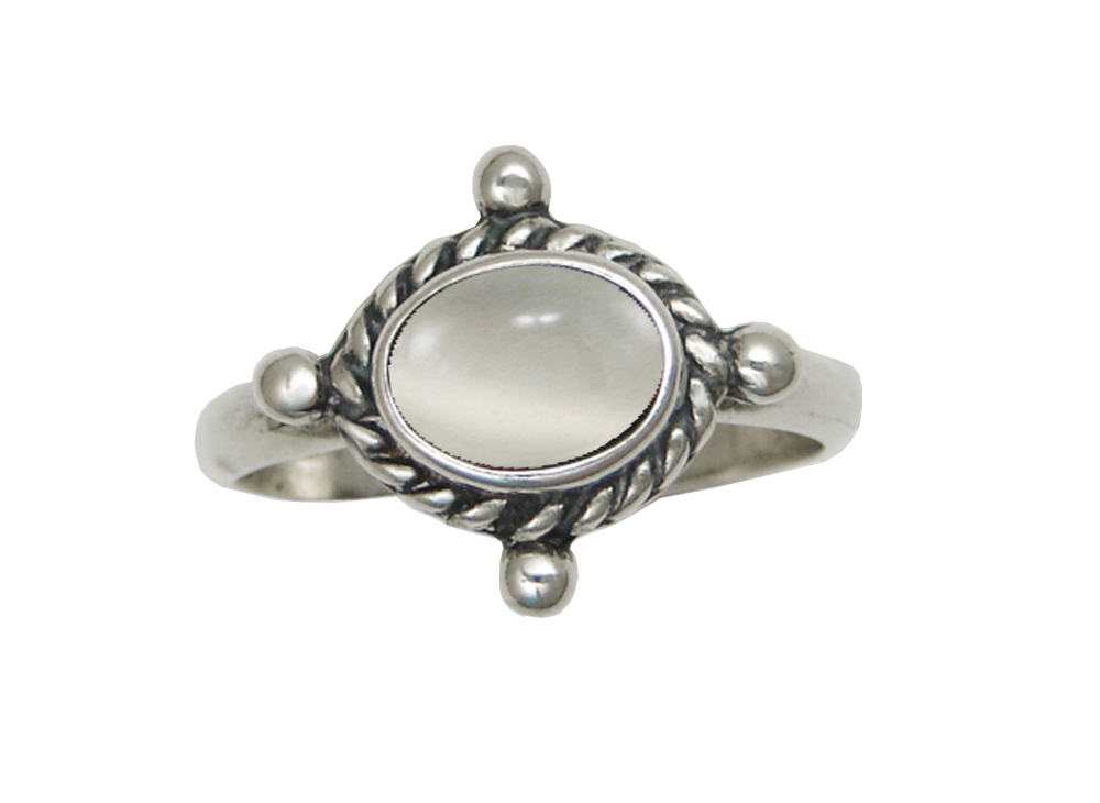 Sterling Silver Gemstone Ring With White Moonstone Size 6